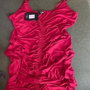 Plus size wine colored adjustable length sexy dress